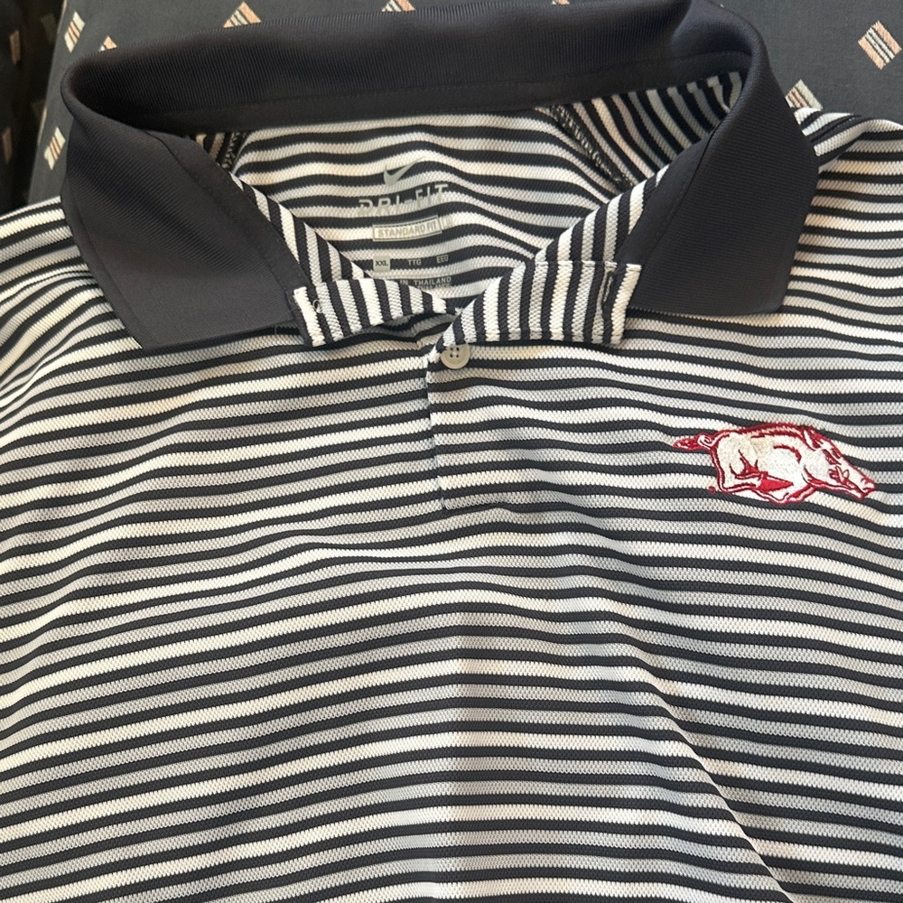 Nike Men's Striped Polo Shirt with Logo